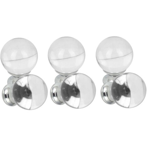 Domino Elegante Crystal D Möbelknopf 30mm in Chrom & Weiß 6 Stück