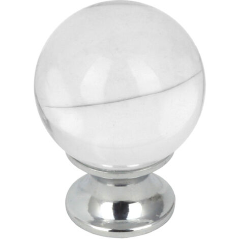 Domino Elegante Crystal D Möbelknopf 30mm in Chrom & Weiß 
