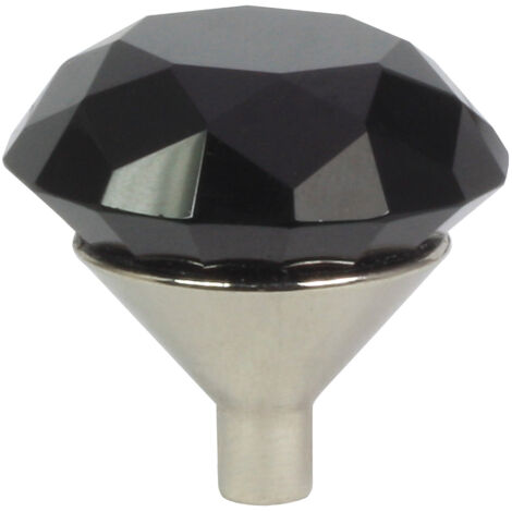 Domino Elegante Crystal G Möbelknopf 30mm in Chrom & Schwarz 