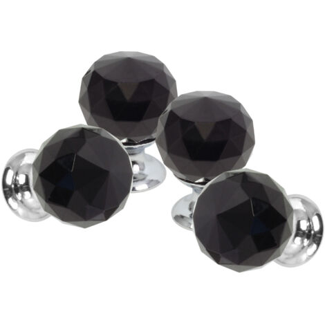 Domino Elegante Crystal Palace Möbelknopf 25mm in Chrom & Schwarz  4 Stück