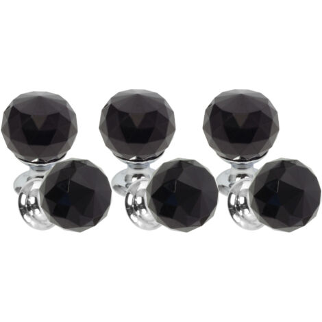 Domino Elegante Crystal Palace Möbelknopf 30mm in Chrom & Schwarz  6 Stück