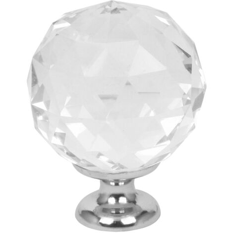Domino Elegante Crystal Palace Möbelknopf 30mm in Chrom & Weiß 