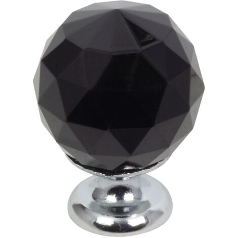 Domino Elegante Crystal Palace Möbelknopf 40mm in Chrom & Schwarz 