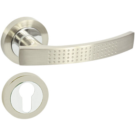 DOMINO Poignée de porte ALMA-R ECO M9 PZ Poignée avec plaque PZ pour cylindre profilé Chrome/nickel brillant
