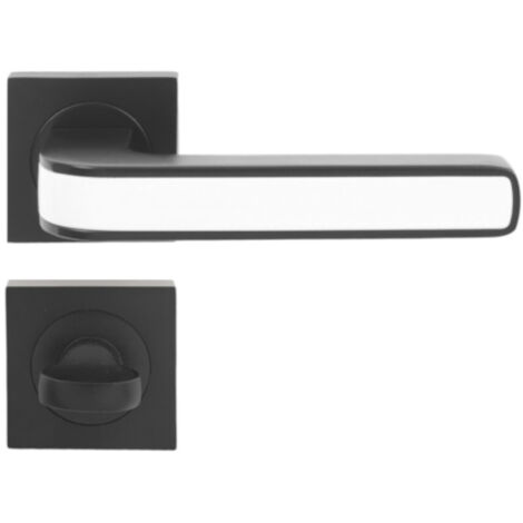 DOMINO Poignée de porte AXE-QR Noir/Blanc WC Poignée avec rosace WC Noir et blanc