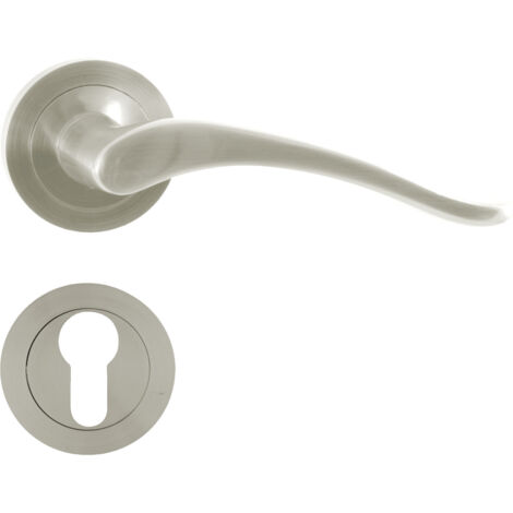 DOMINO Poignée de porte BALLEN-R M9 PZ Poignée avec plaque PZ pour cylindre profilé Nickel