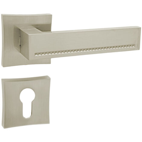 DOMINO Poignée de porte DELUX-QR M9 PZ Poignée avec plaque PZ pour cylindre profilé Nickel