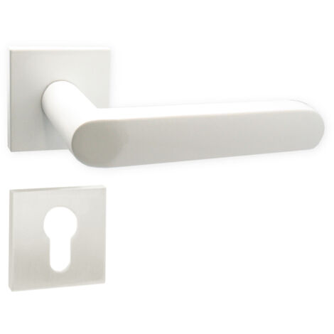 DOMINO Poignée de porte DENVER-QR slim blanc PZ Poignée avec plaque PZ pour cylindre profilé Blanc