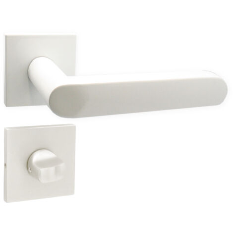 DOMINO Poignée de porte DENVER-QR slim blanc WC Poignée avec rosace WC Blanc
