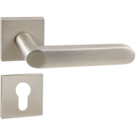 DOMINO Poignée de porte DENVER-QR slim Nickel Satin PZ Poignée avec plaque PZ pour cylindre profilé Nickel satiné