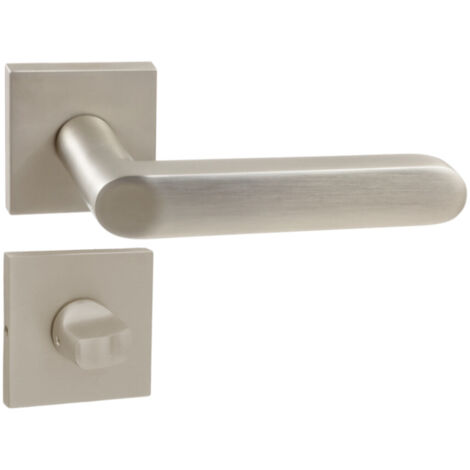 DOMINO Poignée de porte DENVER-QR slim Nickel Satin WC Poignée avec rosace WC Nickel satiné