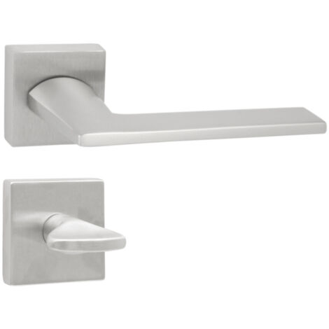 DOMINO Poignée de porte DIANA QR M4 WC Poignée avec rosace WC Chromé satiné