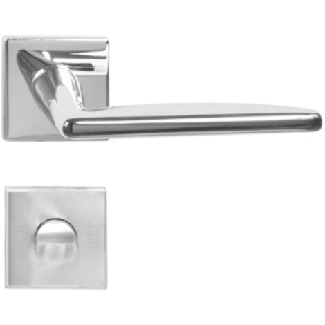 DOMINO Poignée de porte EASY QR SLIM M6 WC Poignée avec rosace WC Chromé brillant