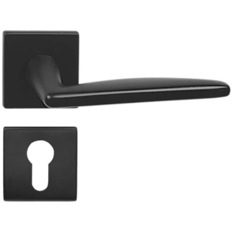 DOMINO Poignée de porte EASY QR SLIM Noir PZ Poignée avec plaque PZ pour cylindre profilé Noir