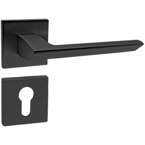 DOMINO Poignée de porte ELENA QR SLIM Noir PZ Poignée avec plaque PZ pour cylindre profilé Noir
