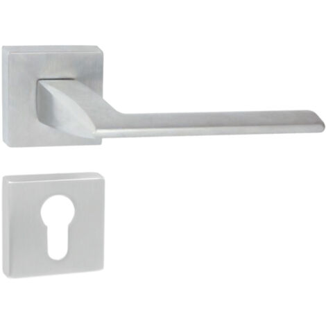 DOMINO Poignée de porte ELIZA QR M4 PZ Poignée avec plaque PZ pour cylindre profilé Chromé satiné