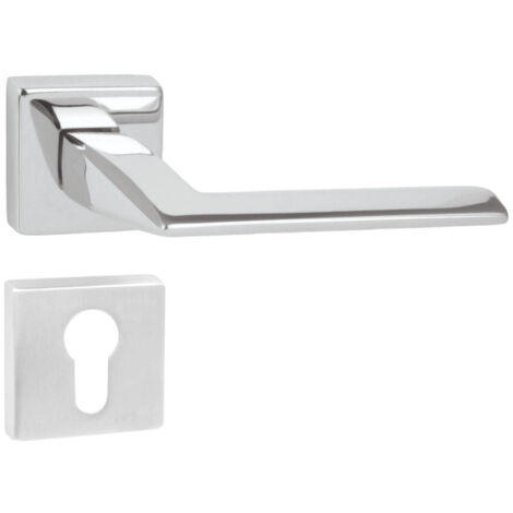 DOMINO Poignée de porte ELIZA QR M6 PZ Poignée avec plaque PZ pour cylindre profilé Chromé brillant