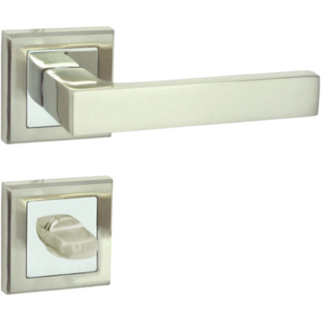 DOMINO Poignée de porte ENE QR M6/M9 WC Poignée avec rosace WC Chrome/nickel brillant