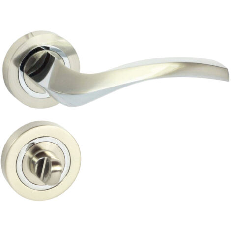 DOMINO Poignée de porte ENIGMA-R M6/M9 WC Poignée avec rosace WC Chrome/nickel brillant