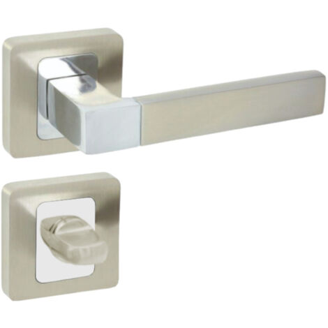 DOMINO Poignée de porte ERIS QR M6/M9 WC Poignée avec rosace WC Chrome/nickel brillant