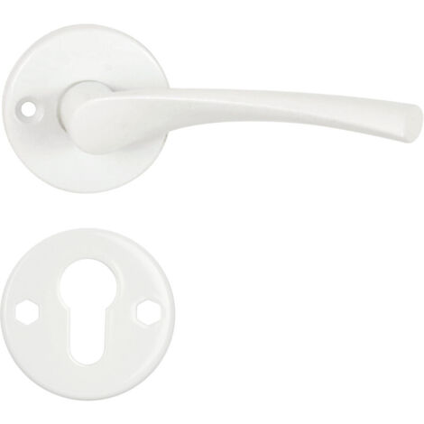 DOMINO Poignée de porte EVA-R Blanc PZ Poignée avec plaque PZ pour cylindre profilé