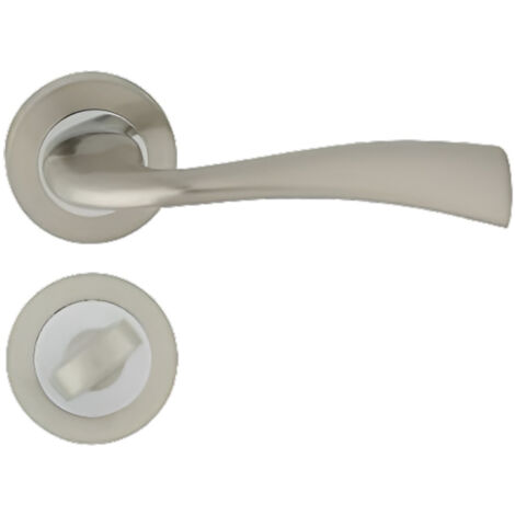 DOMINO Poignée de porte FLY R ECO M6/M9 WC Poignée avec rosace WC Chrome/nickel brillant