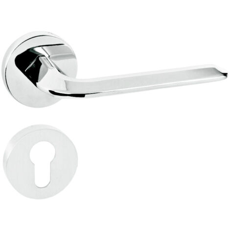 DOMINO Poignée de porte FROST R M6 PZ Poignée avec plaque PZ pour cylindre profilé Chromé brillant
