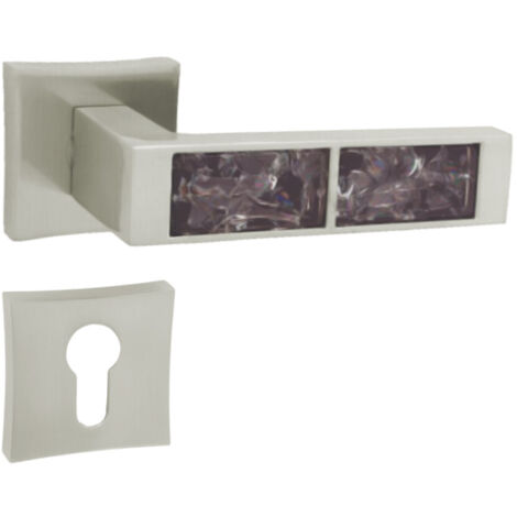 DOMINO Poignée de porte GAZELA QR M9 Noir PZ Poignée avec plaque PZ pour cylindre profilé Nickel/noir