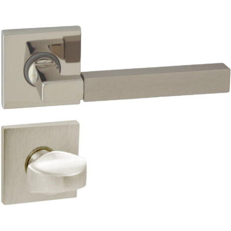 DOMINO Poignée de porte HELENA QR M7/M9 WC Poignée avec rosace WC Chromé/Nickel