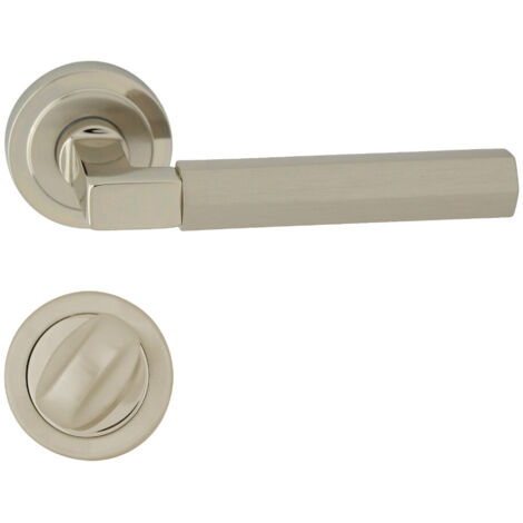 DOMINO Poignée de porte HERA R RS M7 M9 WC Poignée avec rosace WC Chromé/Nickel