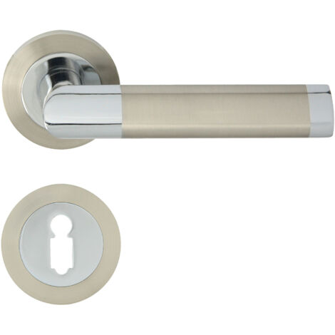 DOMINO Poignée de porte JARO R ECO M6 M9 BB Poignée avec rosace BB pour clé Chrome/nickel brillant