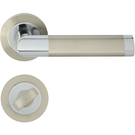 DOMINO Poignée de porte JARO R ECO M6 M9 WC Poignée avec rosace WC Chrome/nickel brillant