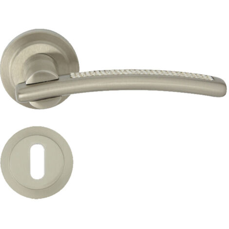 DOMINO Poignée de porte LAVINIA R CRISTAL M9 BB Poignée avec rosace BB pour clé Nickel