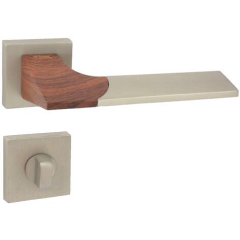 DOMINO Poignée de porte LIKE QR M91/Bois WC Poignée avec rosace WC Nickel satiné