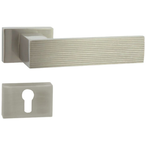 DOMINO Poignée de porte LINE RT M9 PZ Poignée avec plaque PZ pour cylindre profilé Nickel