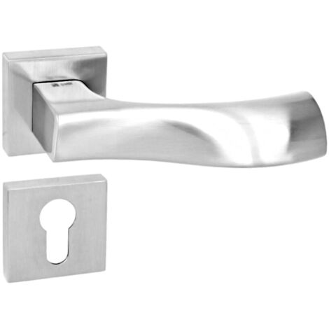 DOMINO Poignée de porte LIVA QR M6 PZ Poignée avec plaque PZ pour cylindre profilé Chromé brillant