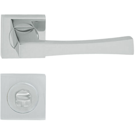 DOMINO Poignée de porte LOGO QR M6 WC Poignée avec rosace WC Chromé brillant