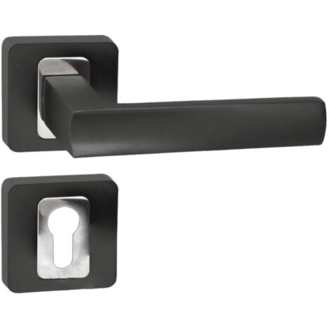 DOMINO Poignée de porte MAFF QR M6/ANTRYCYT PZ Poignée avec plaque PZ pour cylindre profilé Chrome brillant/anthracite