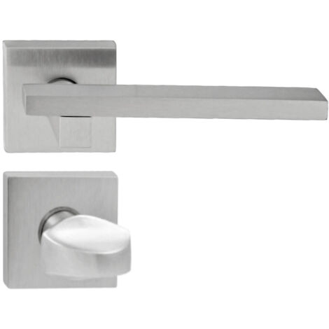 DOMINO Poignée de porte MARY QR M4 WC Poignée avec rosace WC Chromé satiné