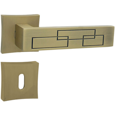 DOMINO Poignée de porte MAYA QR M3 Matt BB Poignée avec rosace BB pour clé Bronze mat