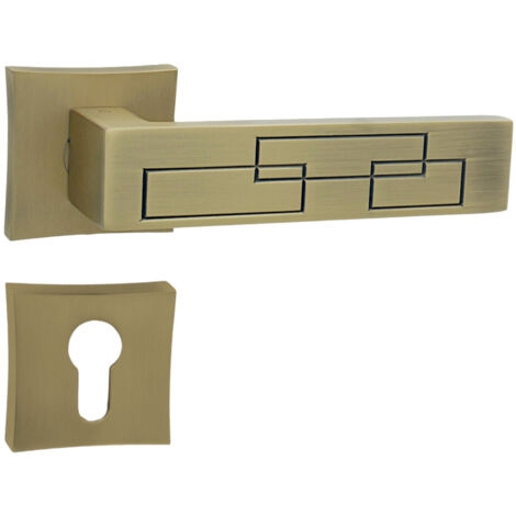 DOMINO Poignée de porte MAYA QR M3 Matt PZ Poignée avec plaque PZ pour cylindre profilé Bronze mat