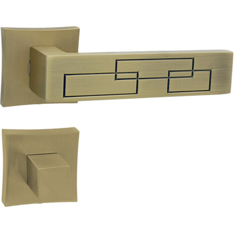 DOMINO Poignée de porte MAYA QR M3 Matt WC Poignée avec rosace WC Bronze mat