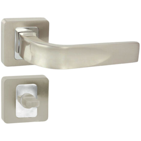 DOMINO Poignée de porte MILO QR M6/M9 WC Poignée avec rosace WC Chrome/nickel brillant