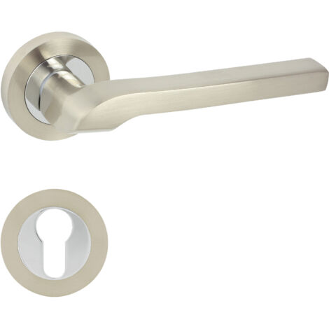 DOMINO Poignée de porte NEMO R M6 M9 PZ Poignée avec plaque PZ pour cylindre profilé Chrome/nickel brillant