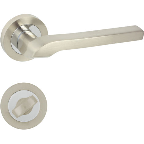 DOMINO Poignée de porte NEMO R M6 M9 WC Poignée avec rosace WC Chrome/nickel brillant