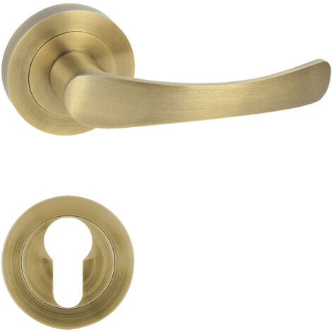 DOMINO Poignée de porte NOVA R M3 PZ Poignée avec plaque PZ pour cylindre profilé Bronze