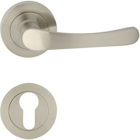 DOMINO Poignée de porte NOVA R M9 PZ Poignée avec plaque PZ pour cylindre profilé Nickel