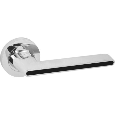 DOMINO Poignée de porte ONYKS R M6 Noir Poignée Sans rosace Chrome brillant/noir