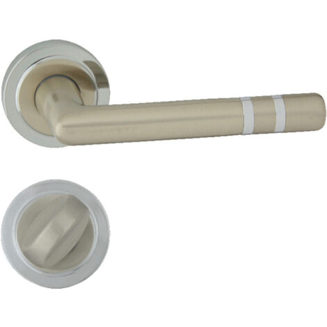 DOMINO Poignée de porte PALLAS R M6 M9 WC Poignée avec rosace WC Chrome/nickel brillant