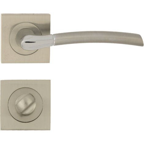 DOMINO Poignée de porte PRESTO-QR M6/M9 WC Poignée avec rosace WC Chrome/nickel brillant